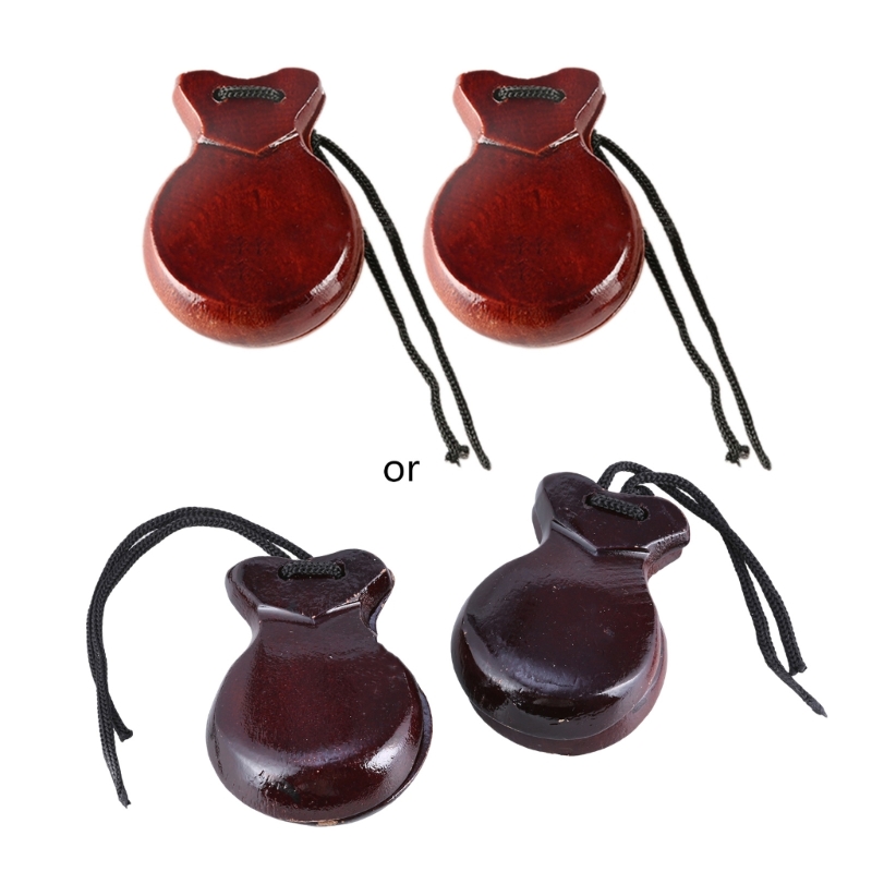 Castanet Flamenco - 2 adet ahşap İspanyol Castanets dize