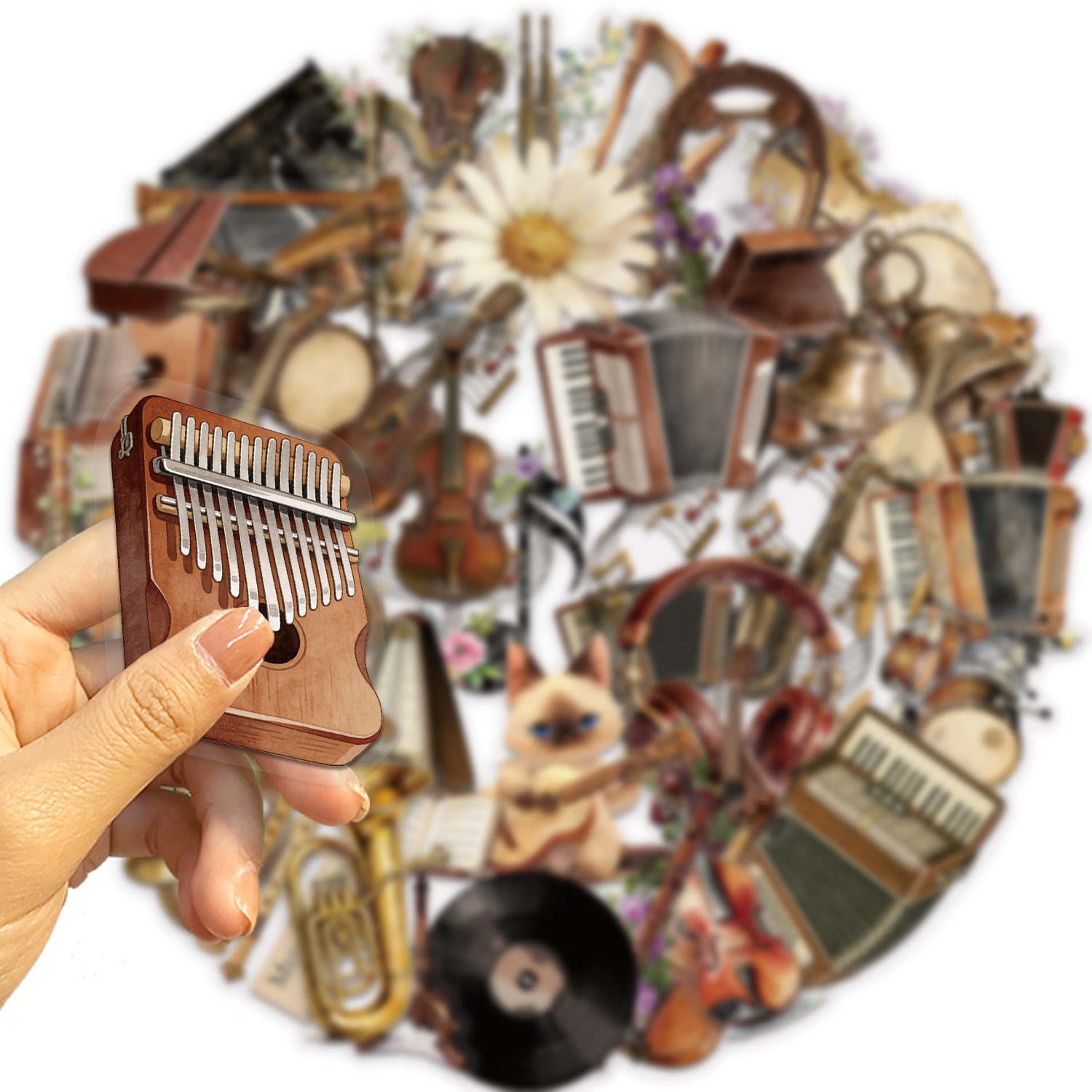 50 adet Retro müzik aleti etik - Musical Instruments List incelemesi ve fiyatı